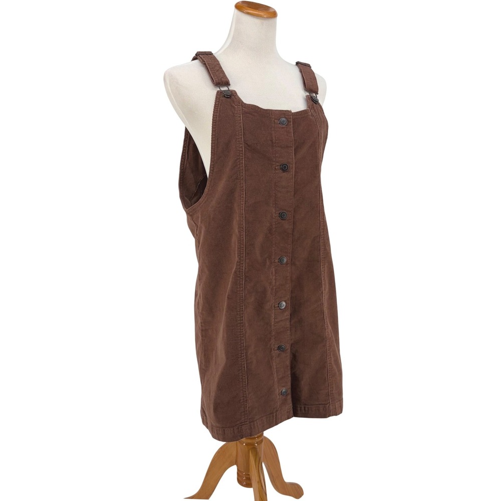 Celebrity Pink Pinafore Dress Brown Corduroy Button Front Dark Academia L Jumper